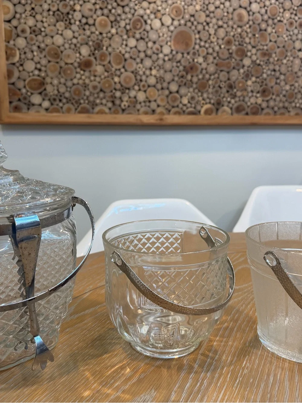 Antique Anchor Hocking Wexford Glass Ice Buckets